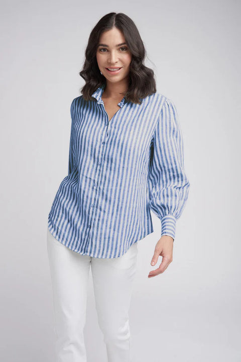 Stripe Linen Shirt - Frill detail