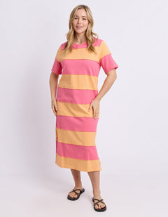 Bold Stripe Dress- Pink Lemonade/Peach