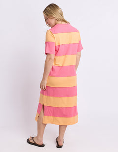 Bold Stripe Dress- Pink Lemonade/Peach