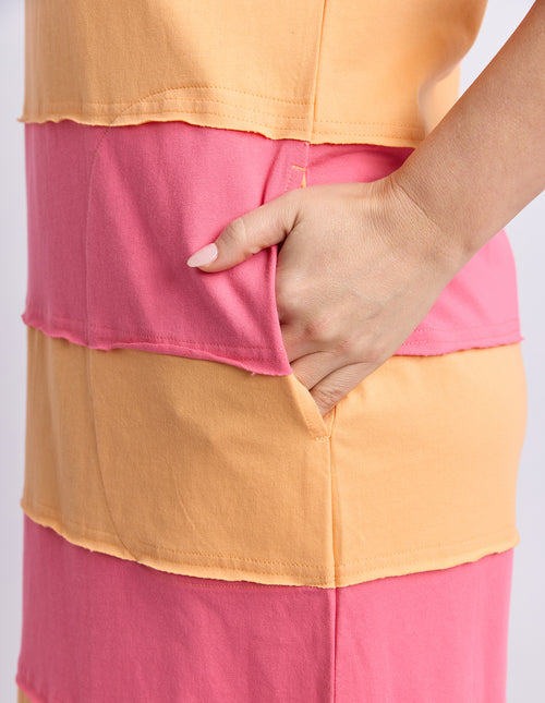 Bold Stripe Dress- Pink Lemonade/Peach