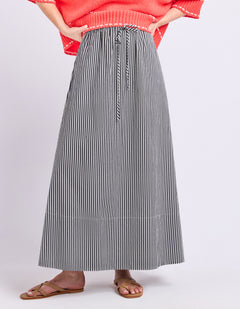 The Willow Skirt - Navy/White Stripe