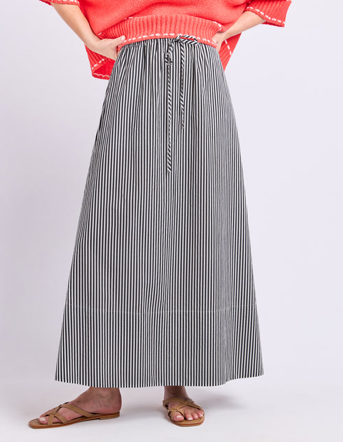 The Willow Skirt - Navy/White Stripe
