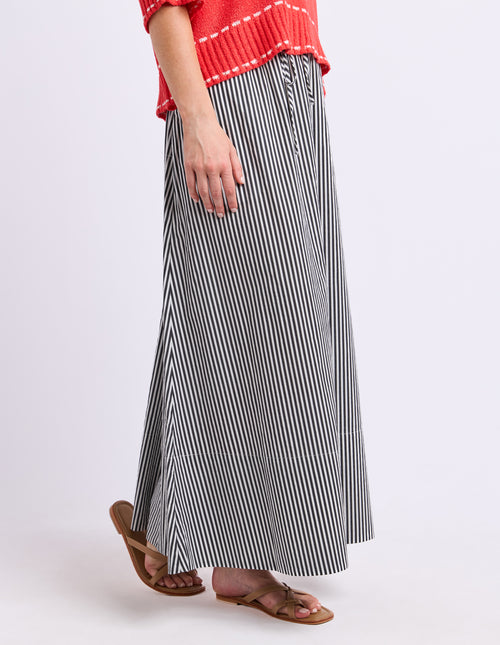 The Willow Skirt - Navy/White Stripe
