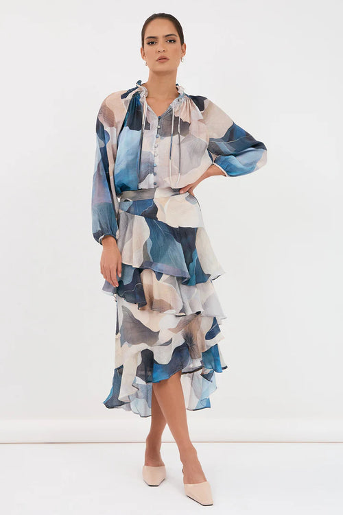 Peta Printed Frilled Skirt