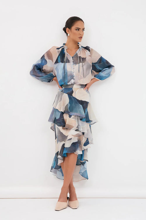 Peta Printed Frilled Skirt