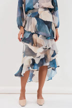 Peta Printed Frilled Skirt