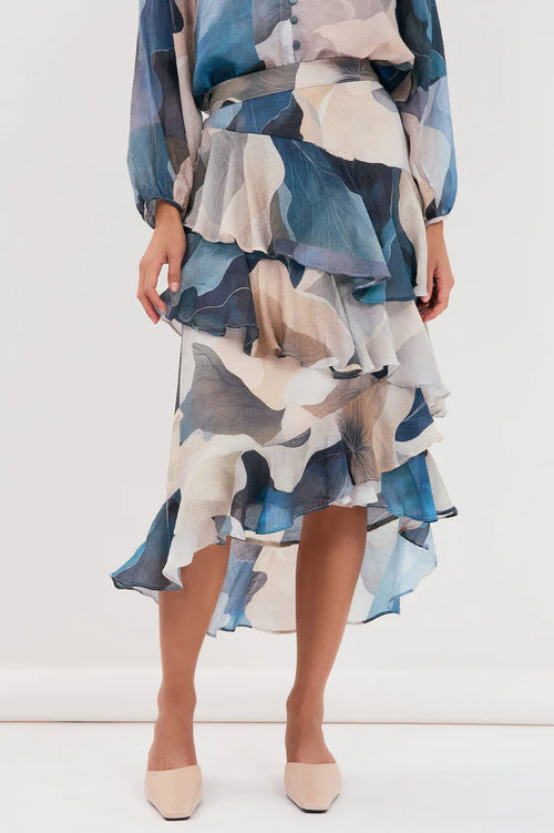 Peta Printed Frilled Skirt