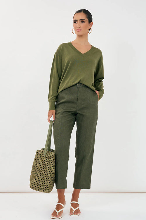 Tiffany Belted Linen Pant