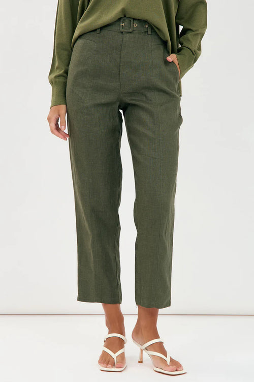 Tiffany Belted Linen Pant