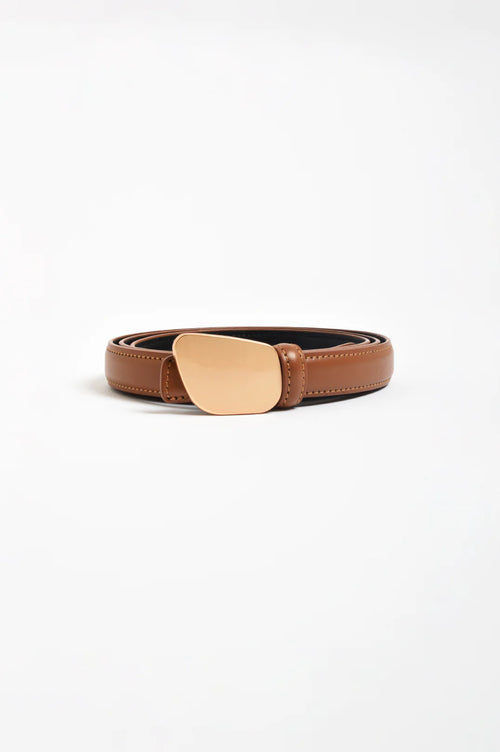 Disc Buckle Long Belt - Tan