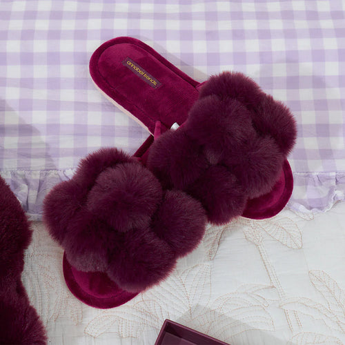 Pom Pom Slipper - Mulberry