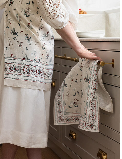 Heirloom Christmas Holly Tea Towel