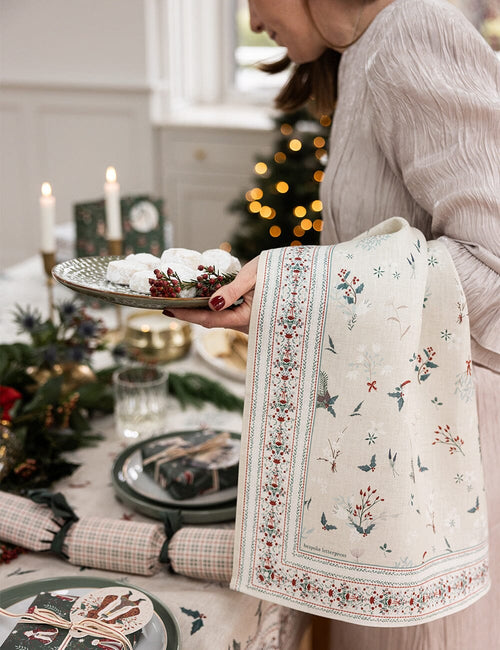 Heirloom Christmas Holly Tea Towel