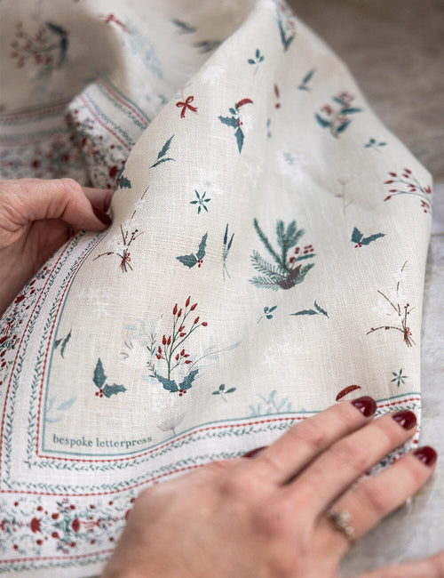 Heirloom Christmas Holly Tea Towel