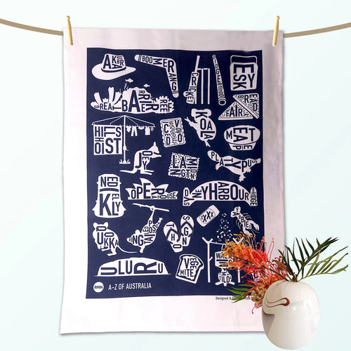 A-Z Australia Tea Towel - Navy