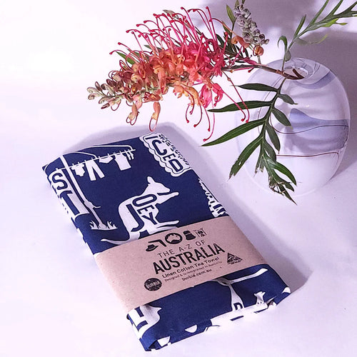A-Z Australia Tea Towel - Navy