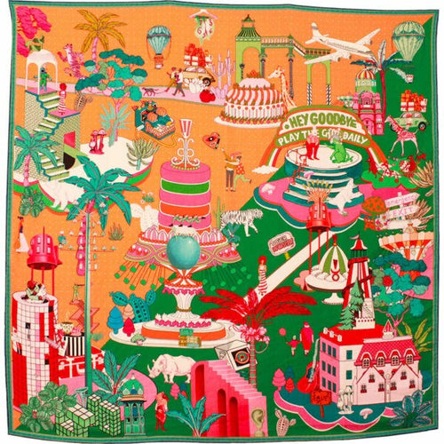 Silk Scarf - Gateaux Coral