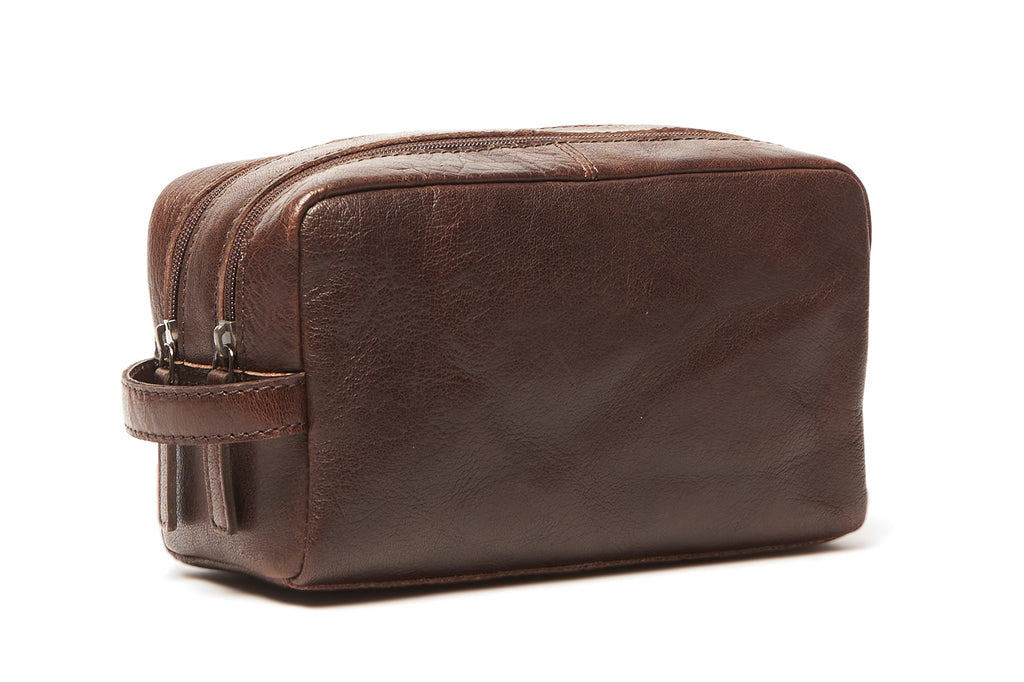 Leather Toiletry Bag - Corso Brown