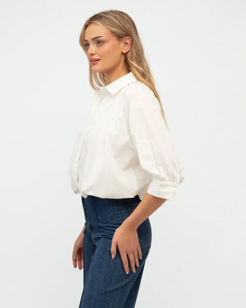 Bubble Hem Shirt - White