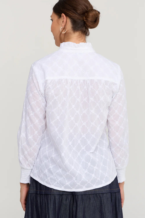 Imani Shirt White Daisy Lattice