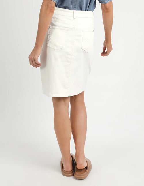 Belle Denim Skirt - Vintage White