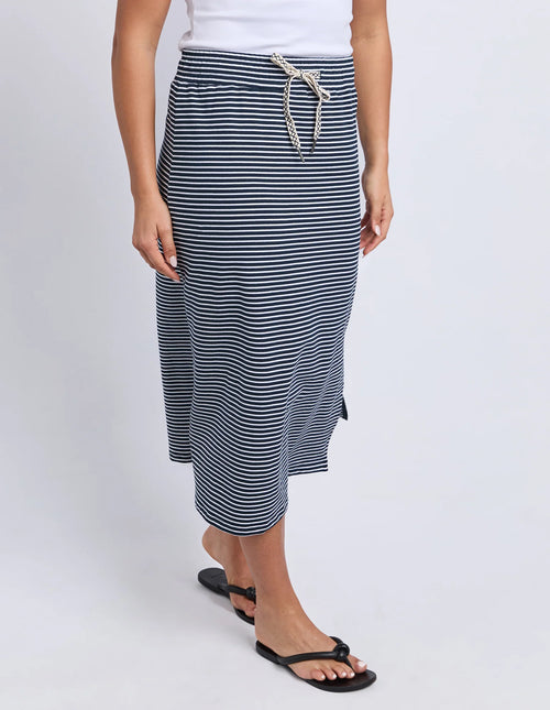 Travel Skirt - Navy Stripe