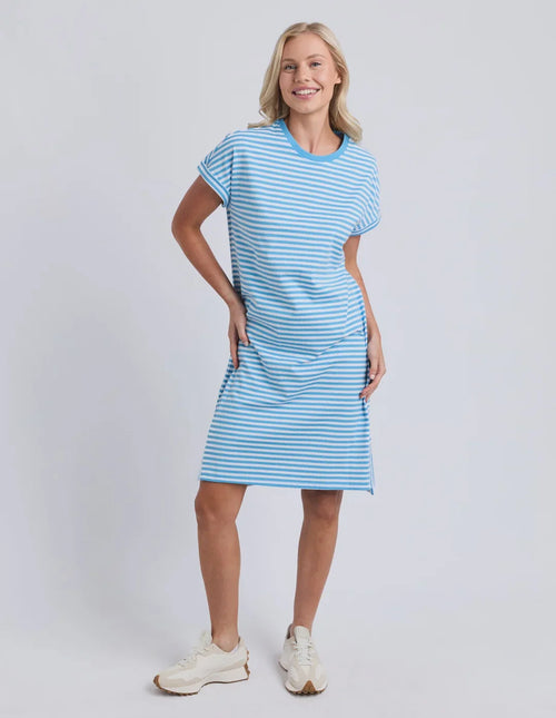 Yarra Stripe Dress - Azure Blue/White