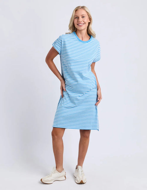 Yarra Stripe Dress - Azure Blue/White