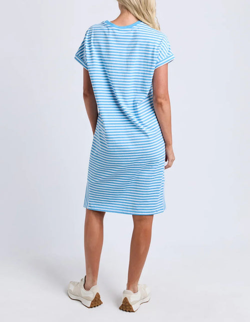 Yarra Stripe Dress - Azure Blue/White