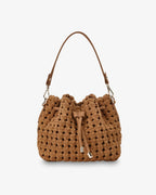 Box Weave Bucket Bag - Tan