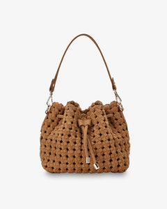 Box Weave Bucket Bag - Tan