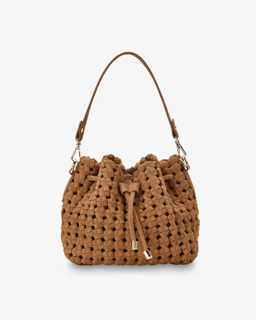Box Weave Bucket Bag - Tan