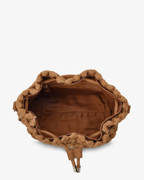 Box Weave Bucket Bag - Tan