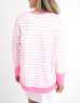 Simplified Stripe Crew - Neon Rose