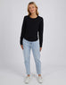 Scoop Long Sleeve Rib - Black