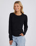 Scoop Long Sleeve Rib - Black