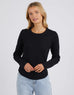 Scoop Long Sleeve Rib - Black