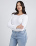 Scoop Long Sleeve Rib - White