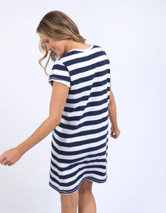 Signature Stripe Tee Dress - Navy/White