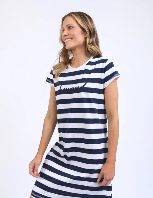 Signature Stripe Tee Dress - Navy/White