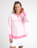 Simplified Stripe Crew - Neon Rose