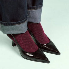 Lurex Glitter Socks - Burgundy