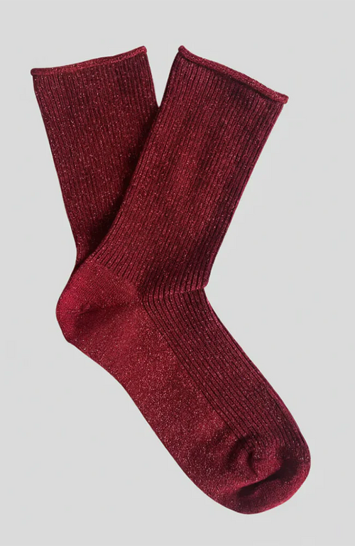 Lurex Glitter Socks - Cherry