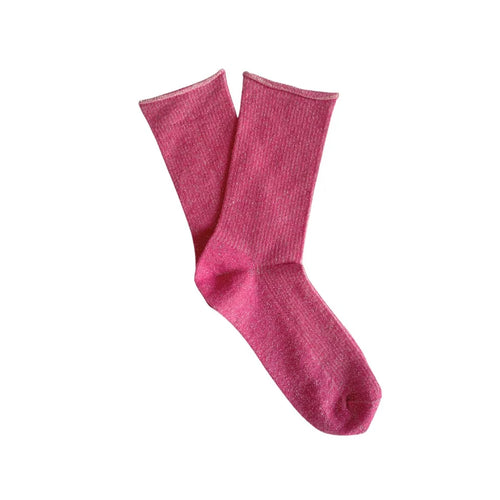 Lurex Glitter Socks - Fuchsia