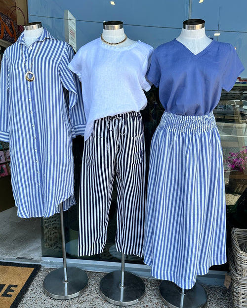 Lulu Skirt - Cornflour Stripe
