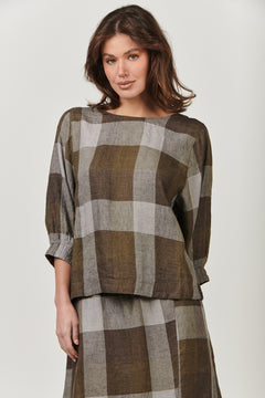 Linen Top - Breen Plaid