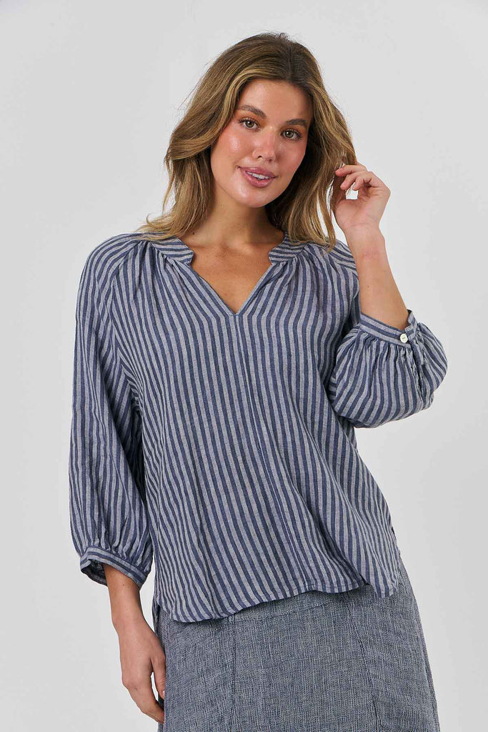 Long Sleeve Top - Blue Stripe