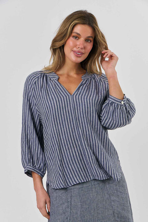 Long Sleeve Top - Blue Stripe