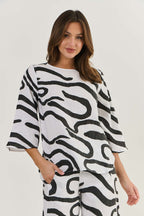 Linen Top - Black Ribbon