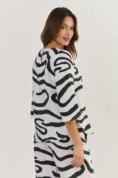 Linen Top - Black Ribbon